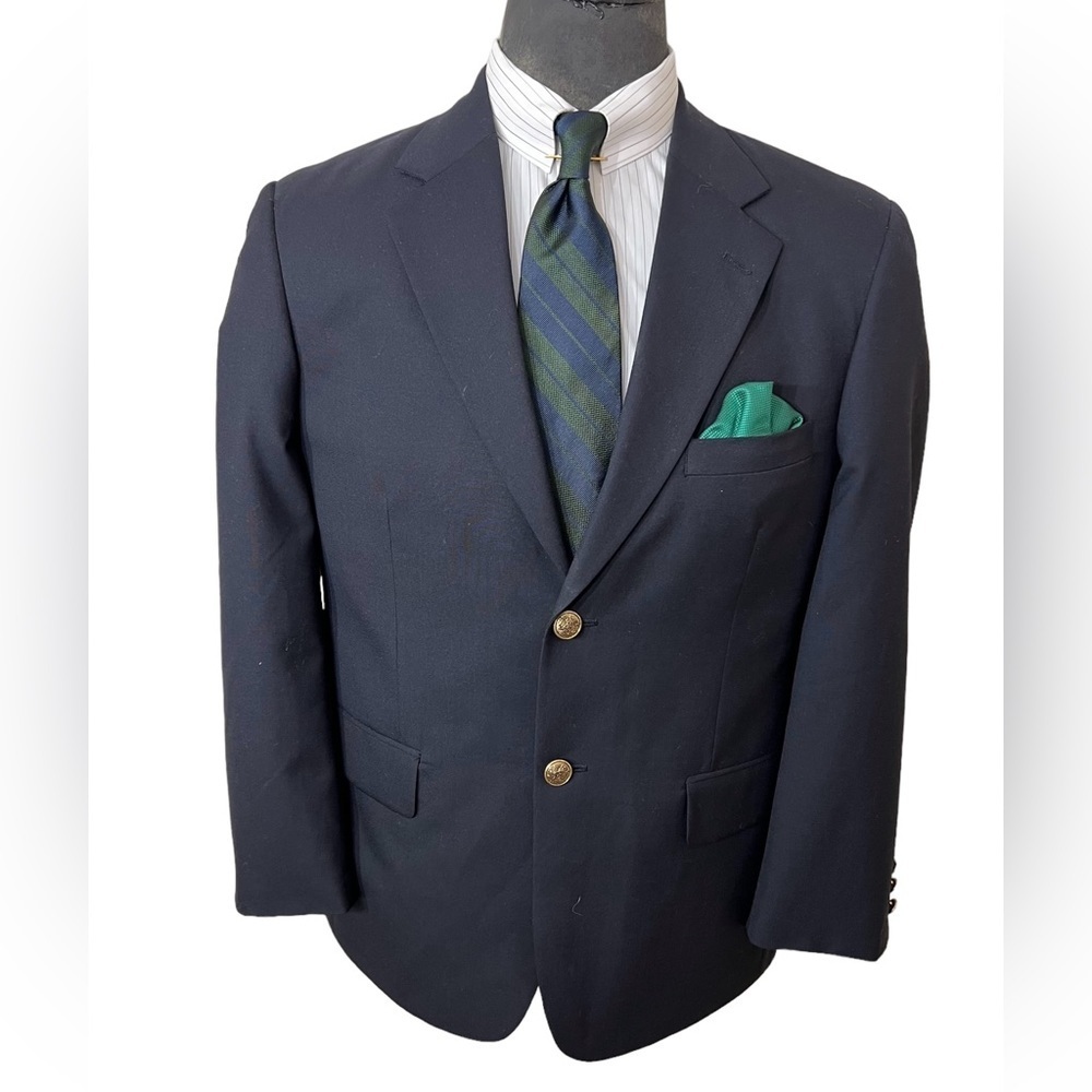 JEREMY COBBS COLLECTION MENS 100% PURE WOOL, SIZE 40S W/ GOLD BUTTONS☑️